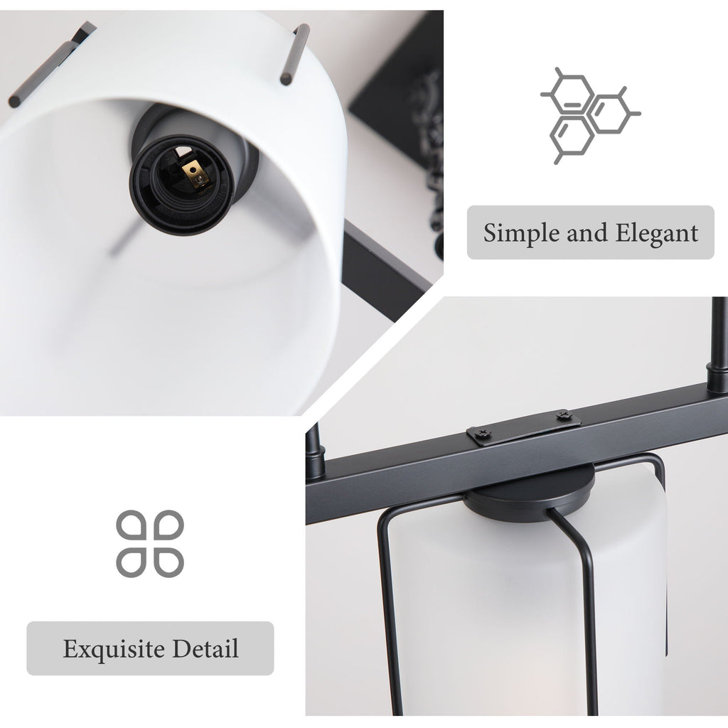 Adjustable Cylindrical Pendant Light with Frosted Glass Shade - Black or Gold