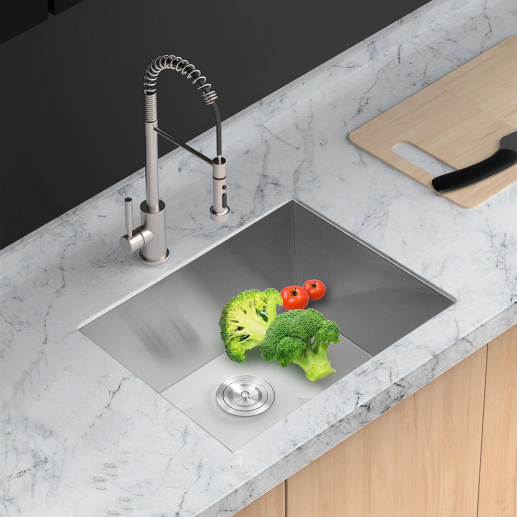 Modern Undermount Stainless Steel Kitchen Sink 16 Gauge, Deep Single Bowl - Gray