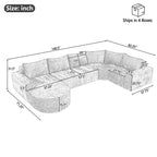 Modular Cloud Sectional Sofa Set with Deep Seating - Choose Beige, Dark Gray, or Dark Brown