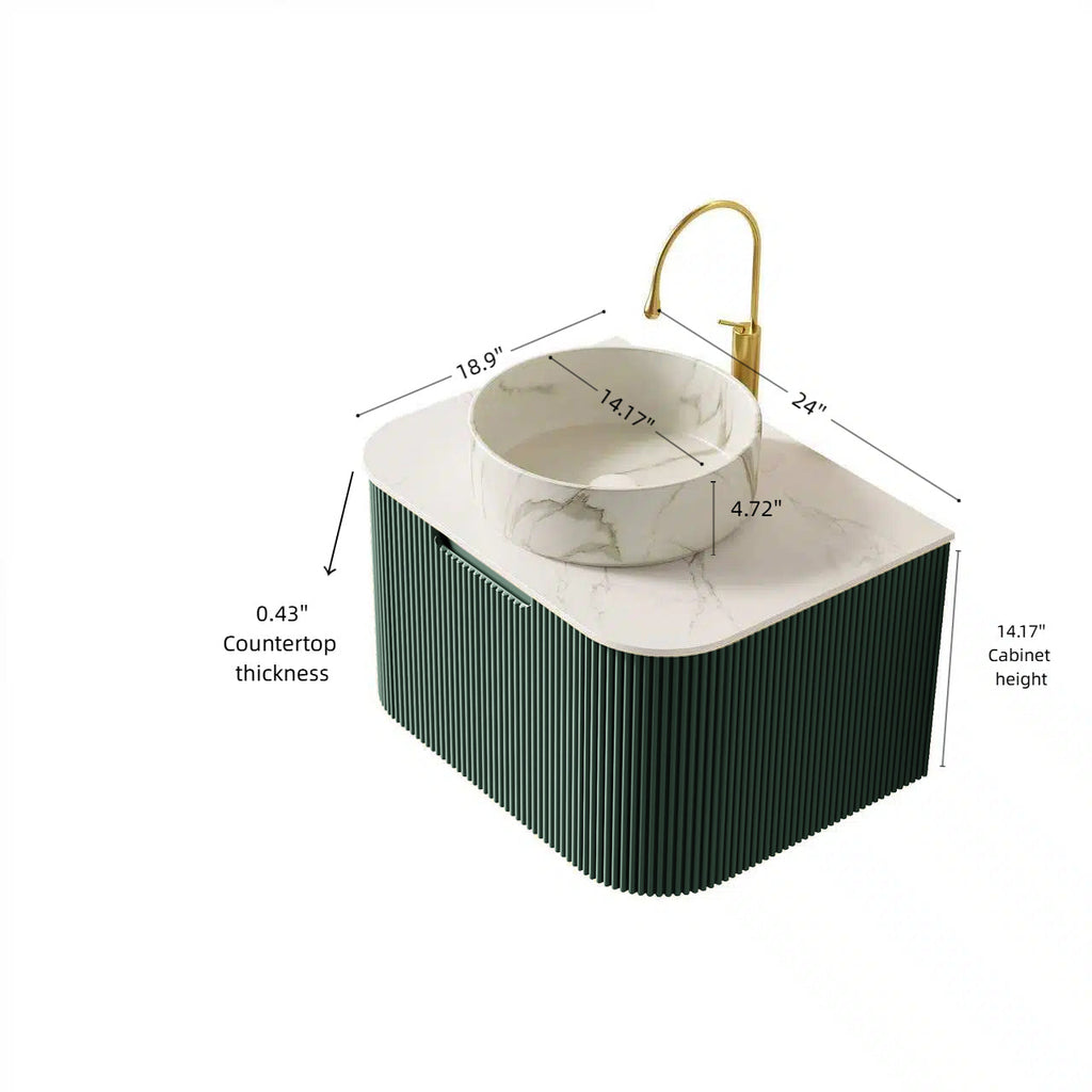 DINA 24" Bathroom Vanity & Sink with Ceramic Basin - Carrara White or White