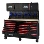 Heavy Duty Tool Cart with 19 Drawers and Locking System - Black/Red