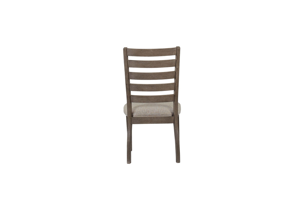 Ladder Back Dining Chair Set of 2 with Upholstered Seat - Gray