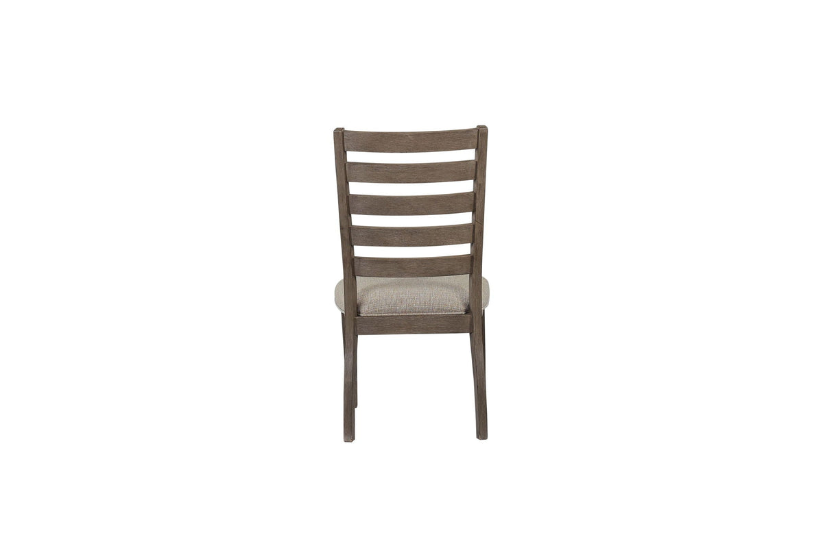 Ladder Back Dining Chair Set of 2 with Upholstered Seat - Gray