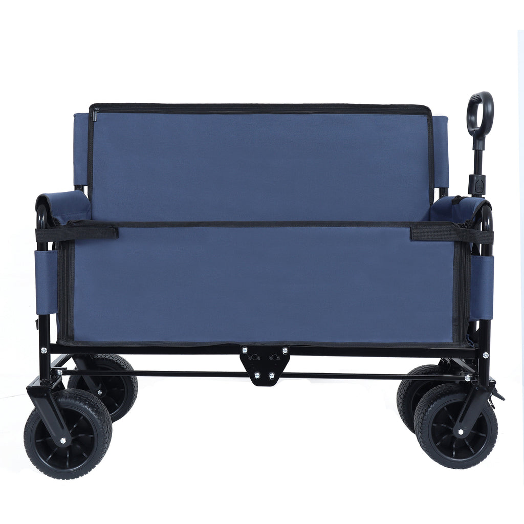 3-in-1 Convertible Folding Outdoor Wagon with Bench Seat - Dark Blue