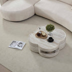 Marble Clover Round Coffee Table with Open Storage
