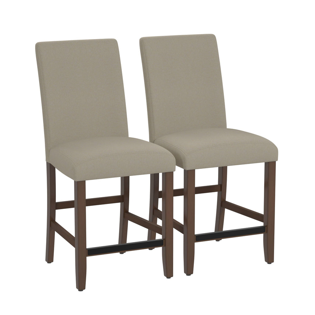 Zeph Upholstered Barstools Set of 2 with Comfortable Upholstery - Light Brown or Dark Gray
