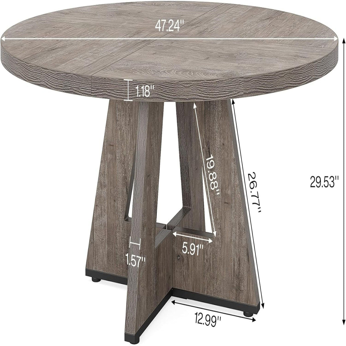Round Dining Cross Base Kitchen Table with Engineered Wood - Assorted Colors