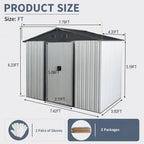 8ft x 4ft Outdoor Metal Storage Shed with Sliding Door - Metal