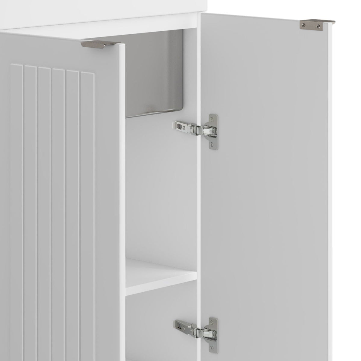 Laundry Cabinet with Stainless Steel Sink and Faucet - White