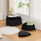 Upholstered Storage Ottoman Set with Reversible Lid - Fabric (Beige, Light Brown, Black)