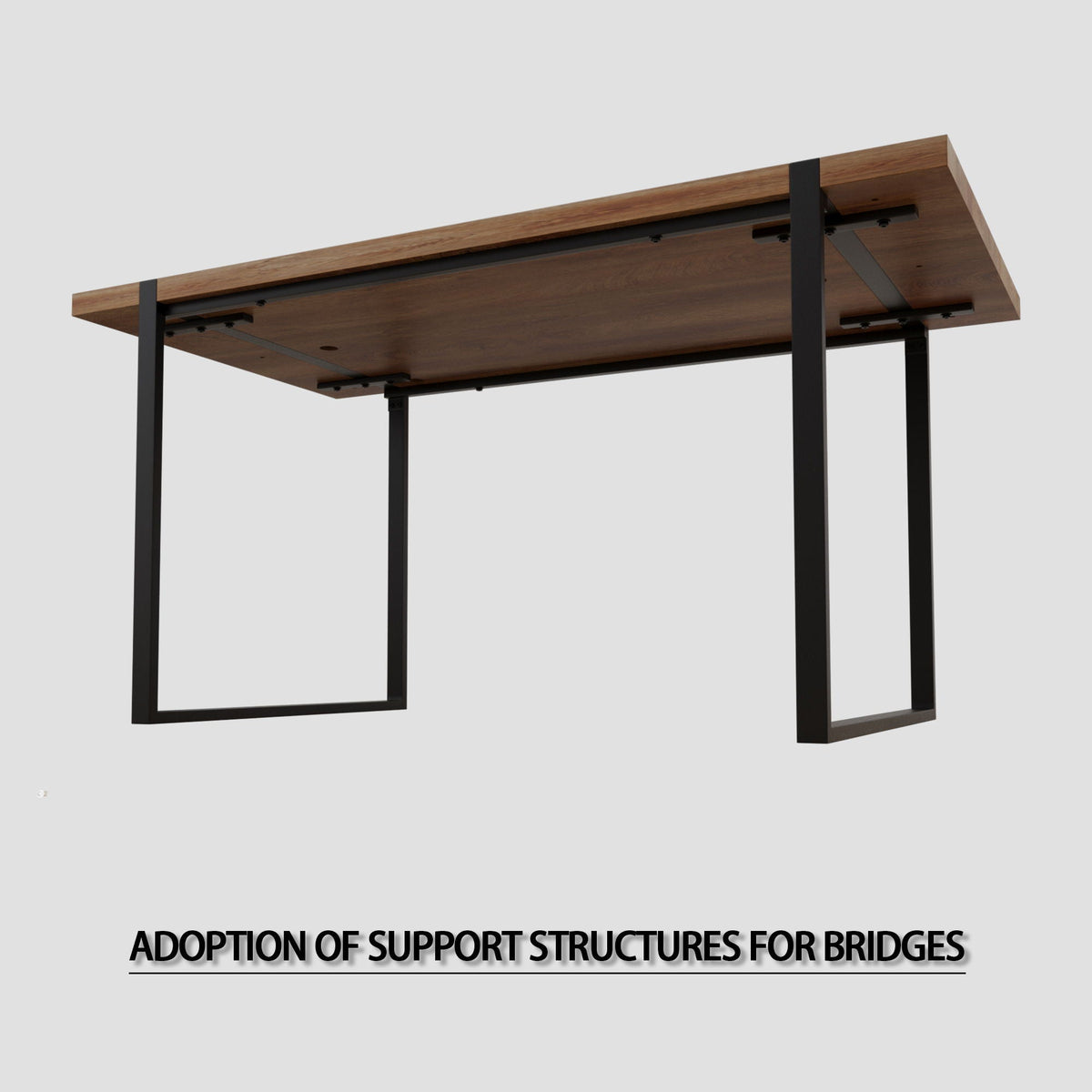Rectangular Wood Dining Table with Metal Legs - 4 to 6 Person Capacity