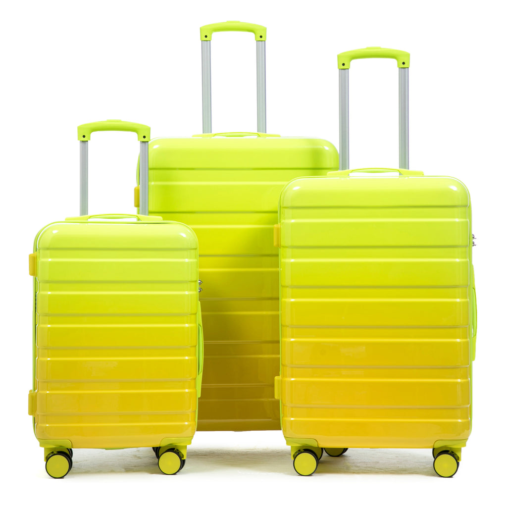 PC Spinner Wheel Luggage Set with 360° Wheels - Green + Yellow