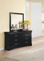 Louis Philippe III Dresser with Durable Wood Construction - Black or Dark Brown