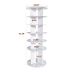 6 Tier Spinning Shoe Rack with 360° Revolving Organizer - White