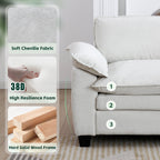 Luxury Four-Seater U-Shape Sofa with Two Ottomans - Chenille