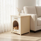 Indoor Dog House with Removable Cushion - Cream White / Light Yellow