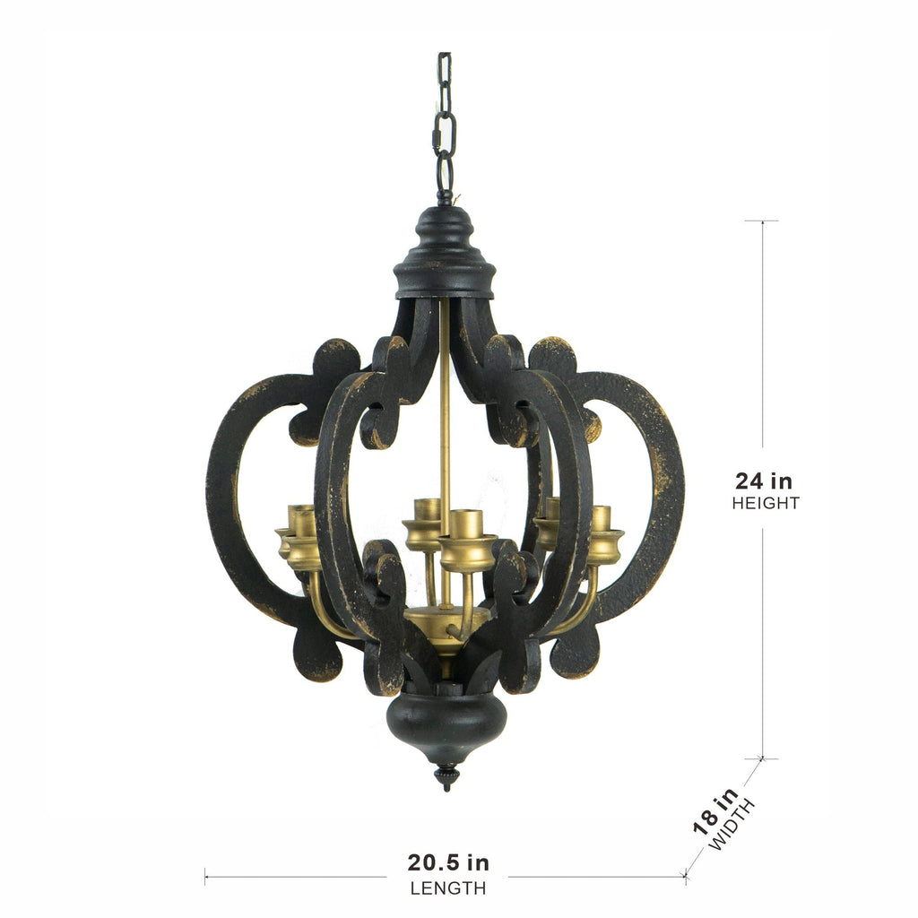 Farmhouse Chandelier with Adjustable Chain - Multiple Colors