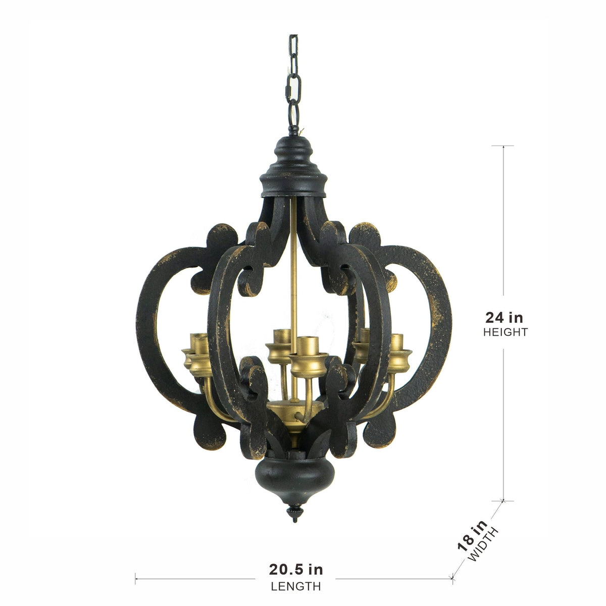 Farmhouse Chandelier with Adjustable Chain - Multiple Colors