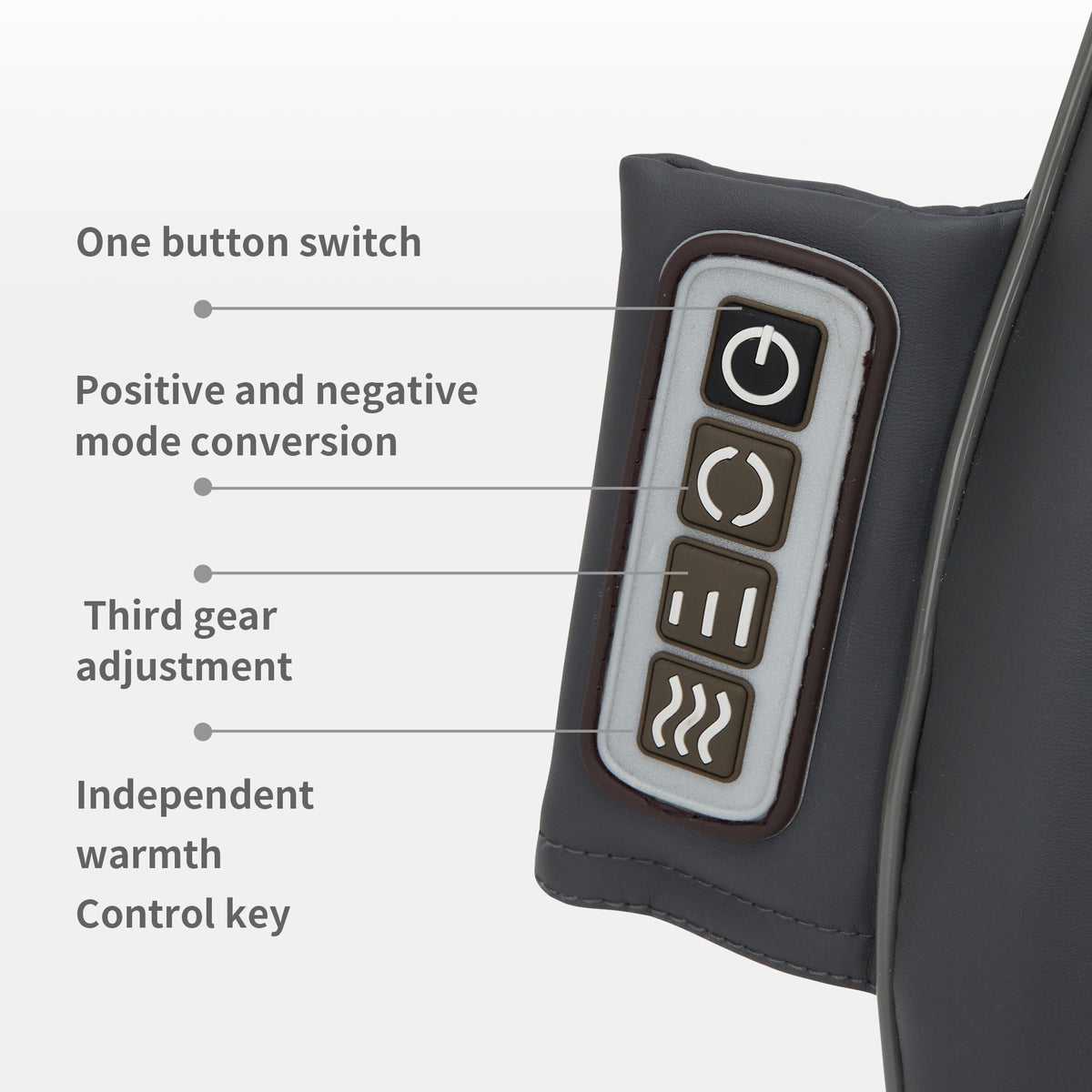 Therapeutic Shiatsu Massage Cushion with Heat Function - Polypropylene, Gray