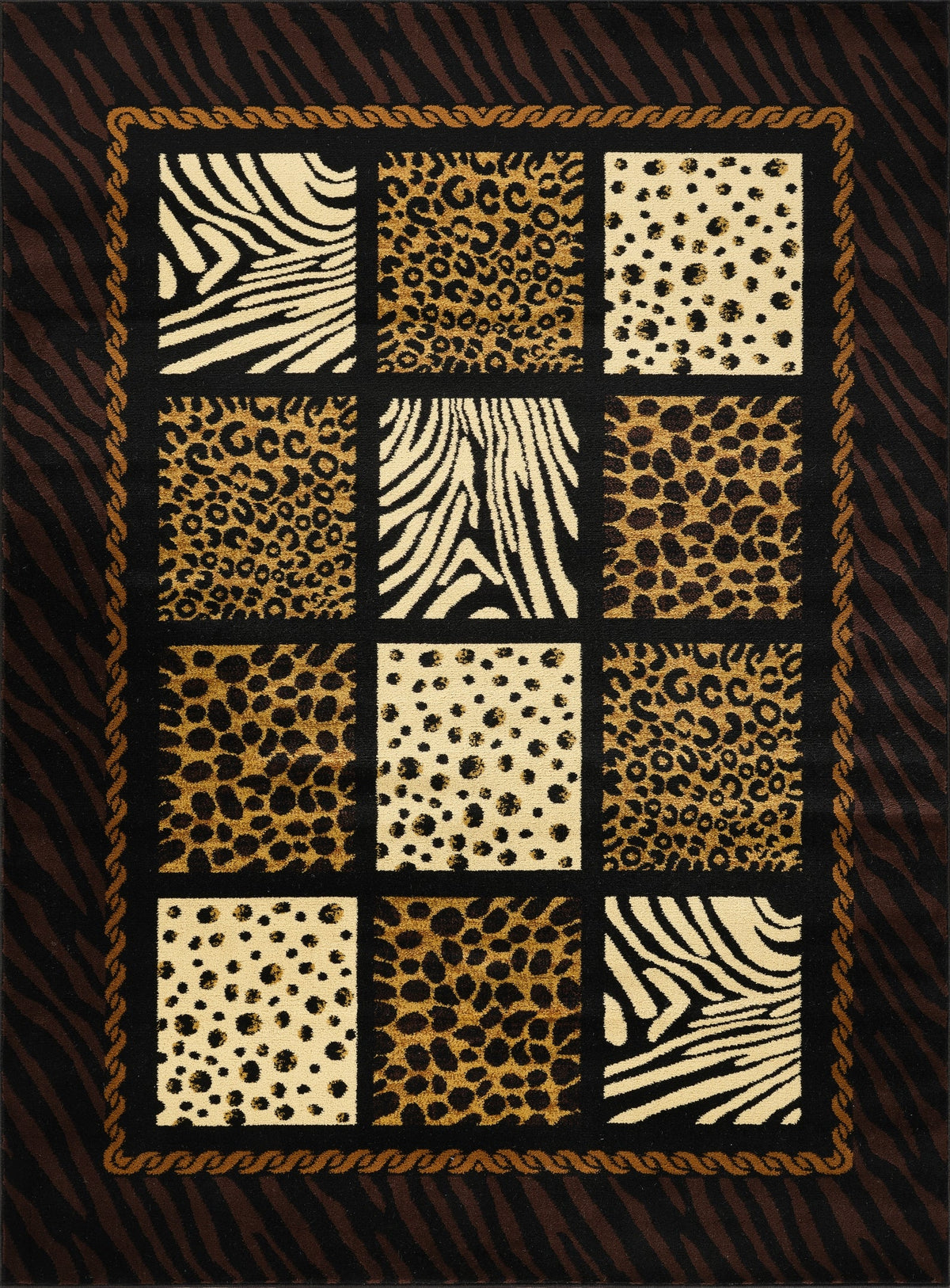 Premium Accent Rug with Animal Print Design - Multicolor