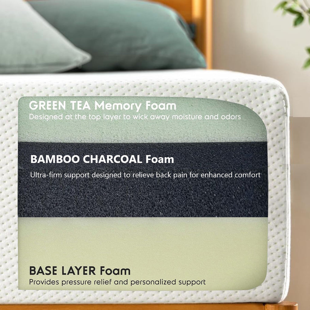 10" Queen Size Mattress with Pressure-Relieving Memory Foam - White