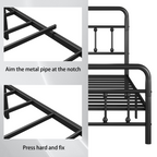 Metal Full Size Bed Frame with Headboard and Under Bed Storage - Black