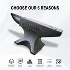 Cast Steel Single Horn Anvil with Polished Surface - Black