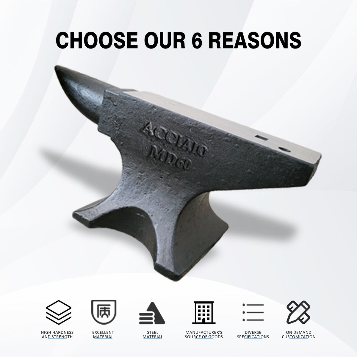 Cast Steel Single Horn Anvil with Polished Surface - Black