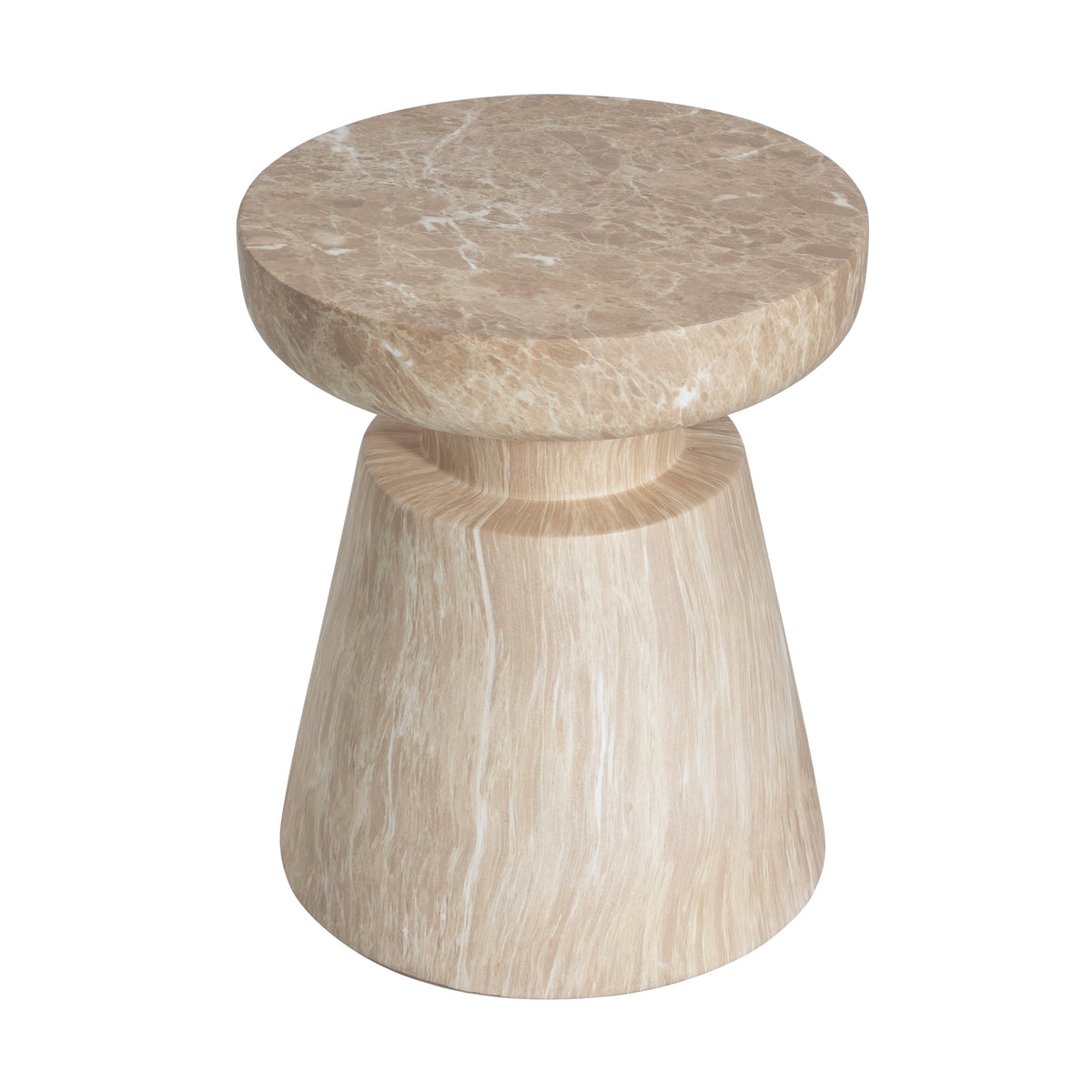 Travertine Outdoor Side Table with Pedestal Base – Gold or White