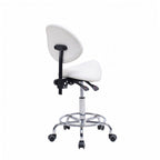 Saddle Stool Chair with Backrest - Ergonomic Support - White