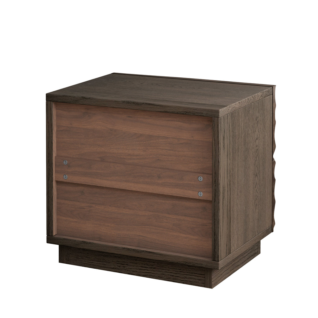 Solid Wood Nightstands with 2 Drawers - Modern Handleless Design - Brown