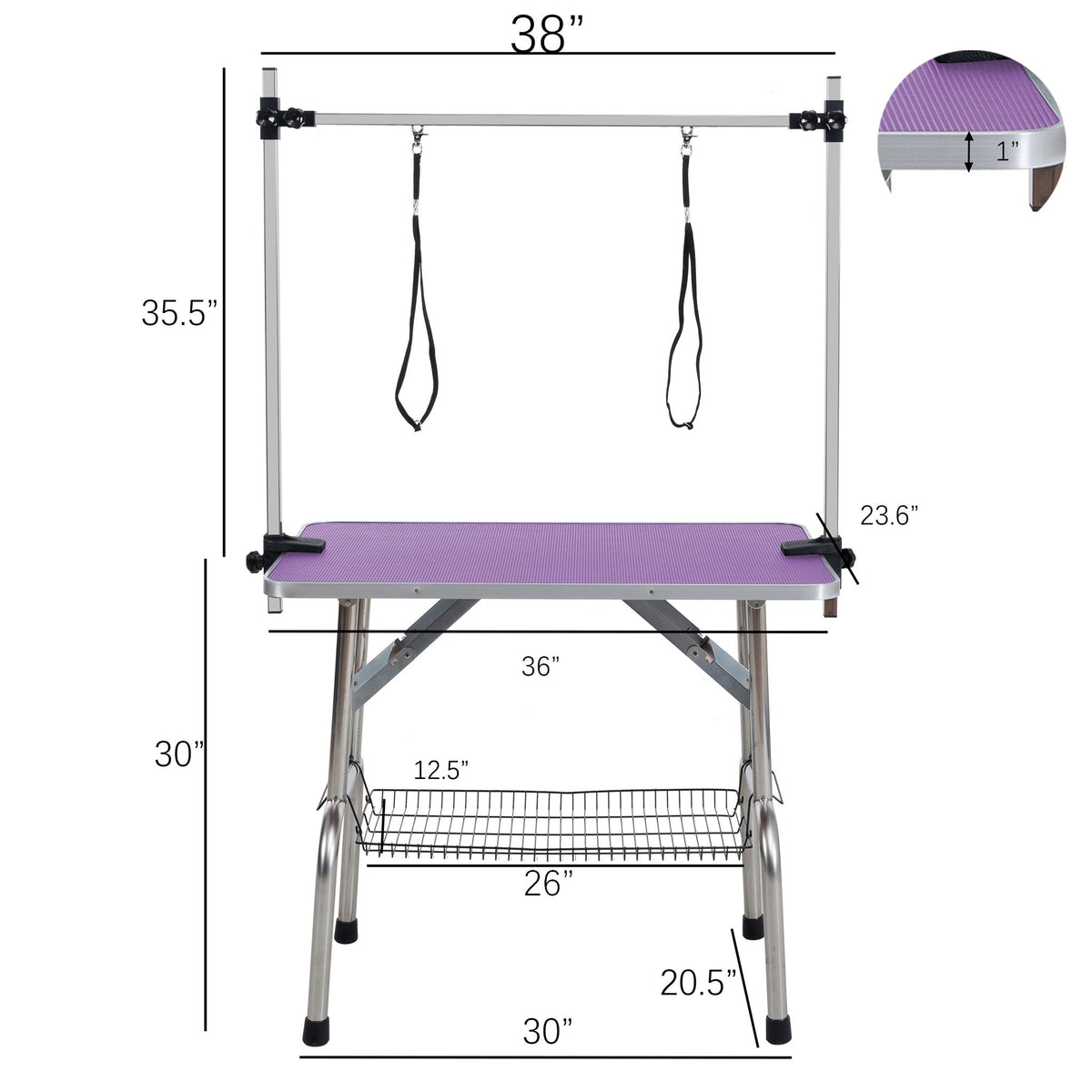 Folding Pet Grooming Table with Adjustable Arm - Multiple Colors