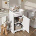French Style 20-Inch Bathroom Vanity with Ceramic Sink - White