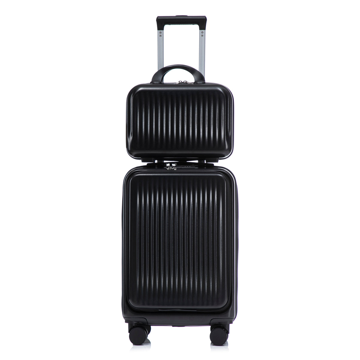 ABS Spinner Wheel Luggage Set with Cosmetic Case - Black