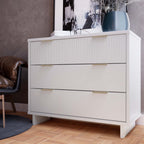 Solid Wood 3 Drawer Dresser with Ribbed Fronts - Multiple Colors