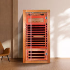 American White Oak Single Person Sauna Room with LED Lighting