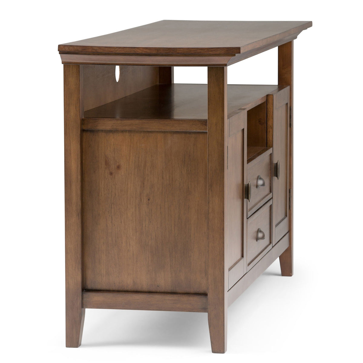 Tall TV Media Stand with Adjustable Storage - Rustic Natural Aged Brown