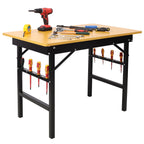 Portable Folding Work Table with Measuring Tape and Angle Finder - Black