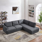 Comfortable Cozy Sectional Sofa with Solid Wood Frame - Pearl Silver or Dark Gray