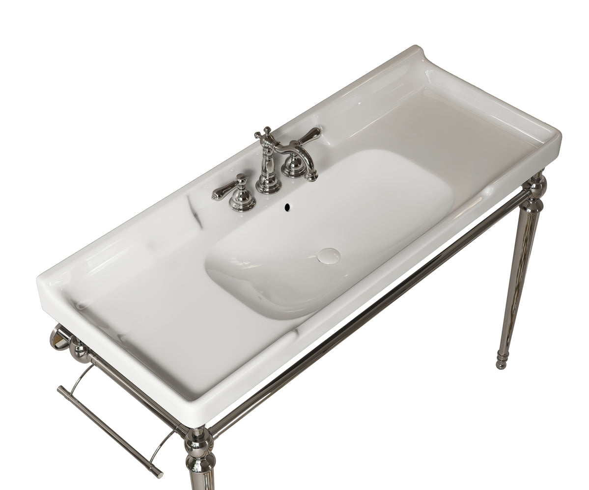 48-Inch Bathroom Ceramic Basin with 3 Pre-Drilled Holes - White or Black