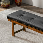 Black Upholstered Bench with Solid Wood Frame - Lucia