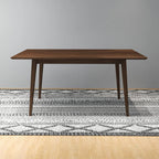 Modern Rectangular Dining Table with Solid Wood Construction - Dark Brown or White