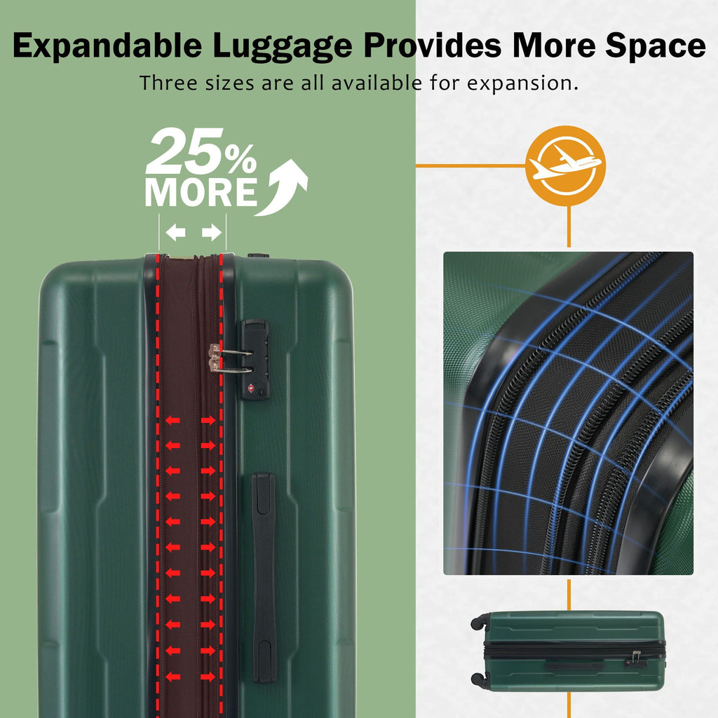 Expandable 2 Piece Luggage Set with TSA Lock and Spinner Wheels - Multiple Colors