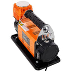 Heavy Duty 12V Air Compressor with Pressure Gauge – Black / Orange