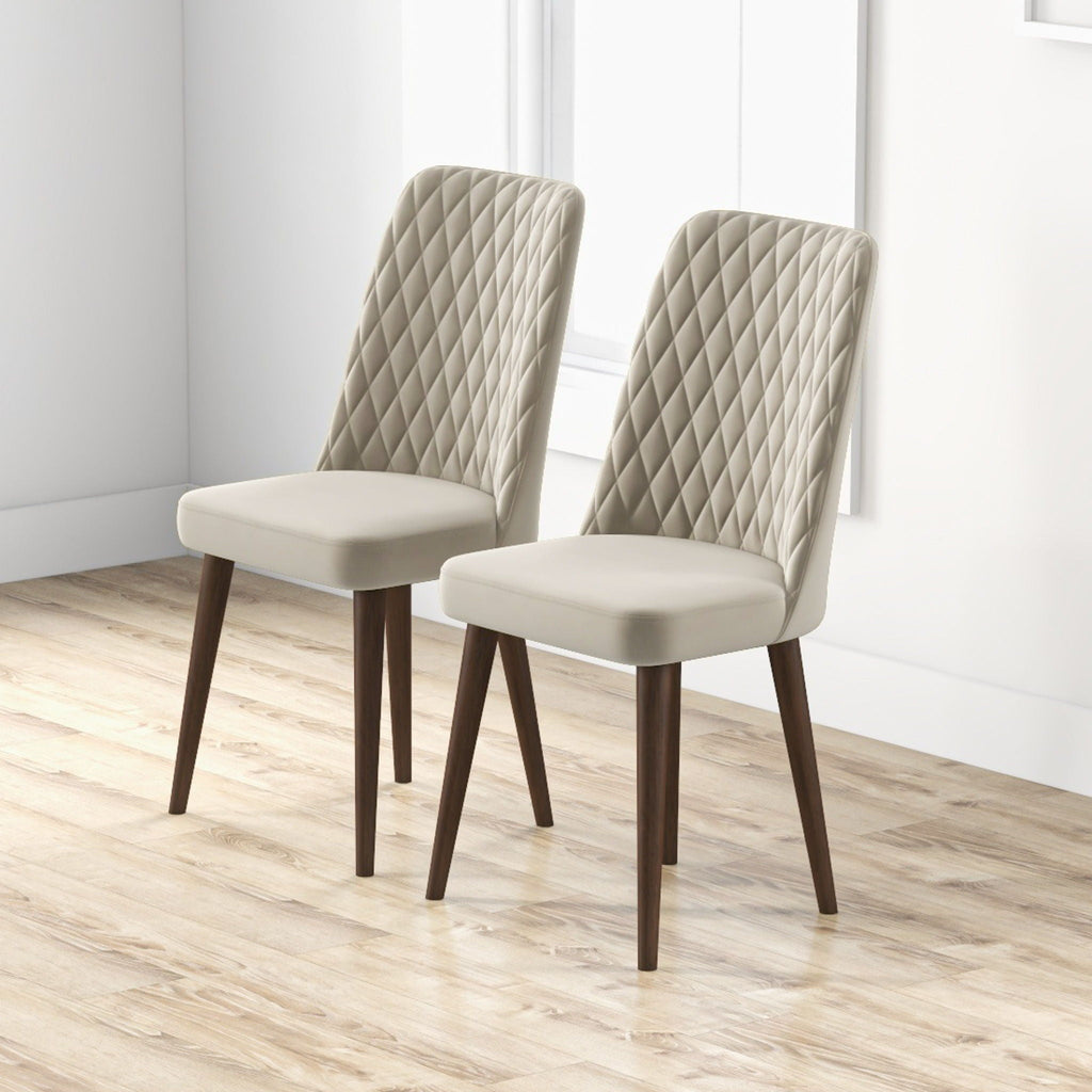 Mid-Century Modern Dining Chair Set of 2 with Upholstered Seat - Multiple Colors