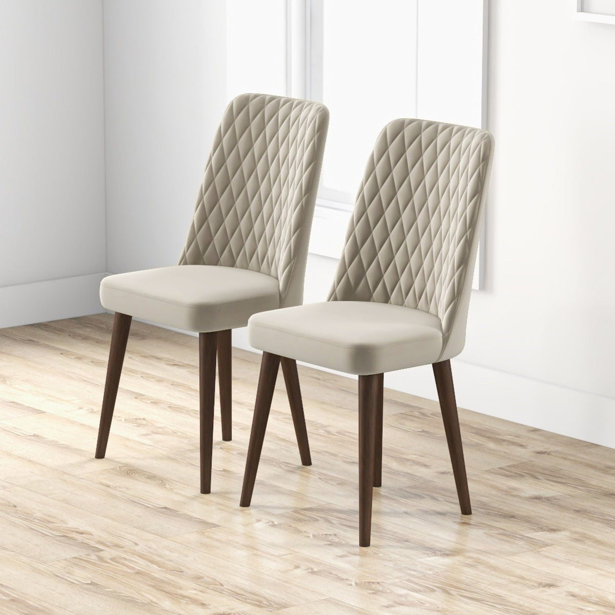 Mid-Century Modern Dining Chair Set of 2 with Upholstered Seat - Multiple Colors