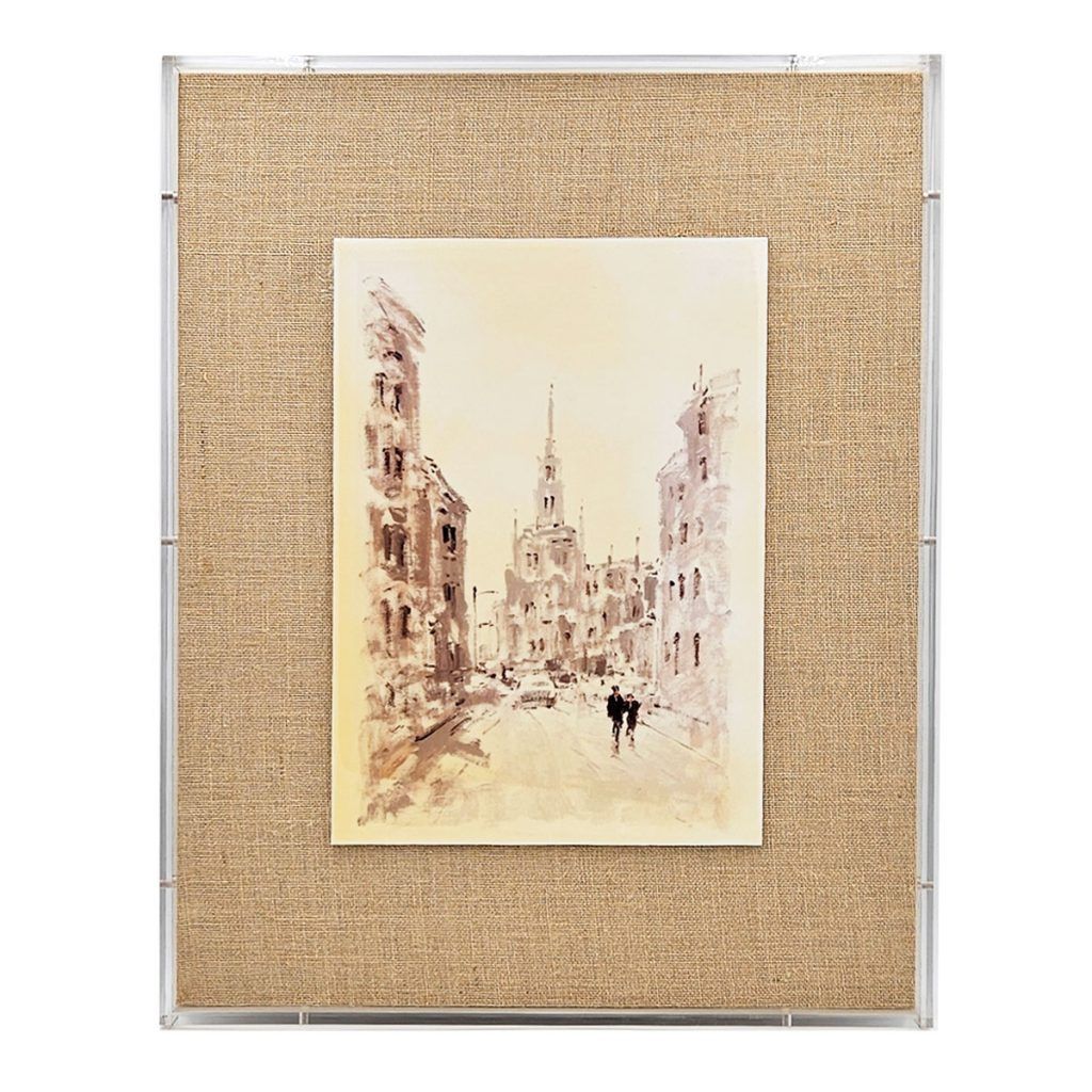 European Cities Watercolor Framed Prints with MDF & Acrylic Frame - Brown