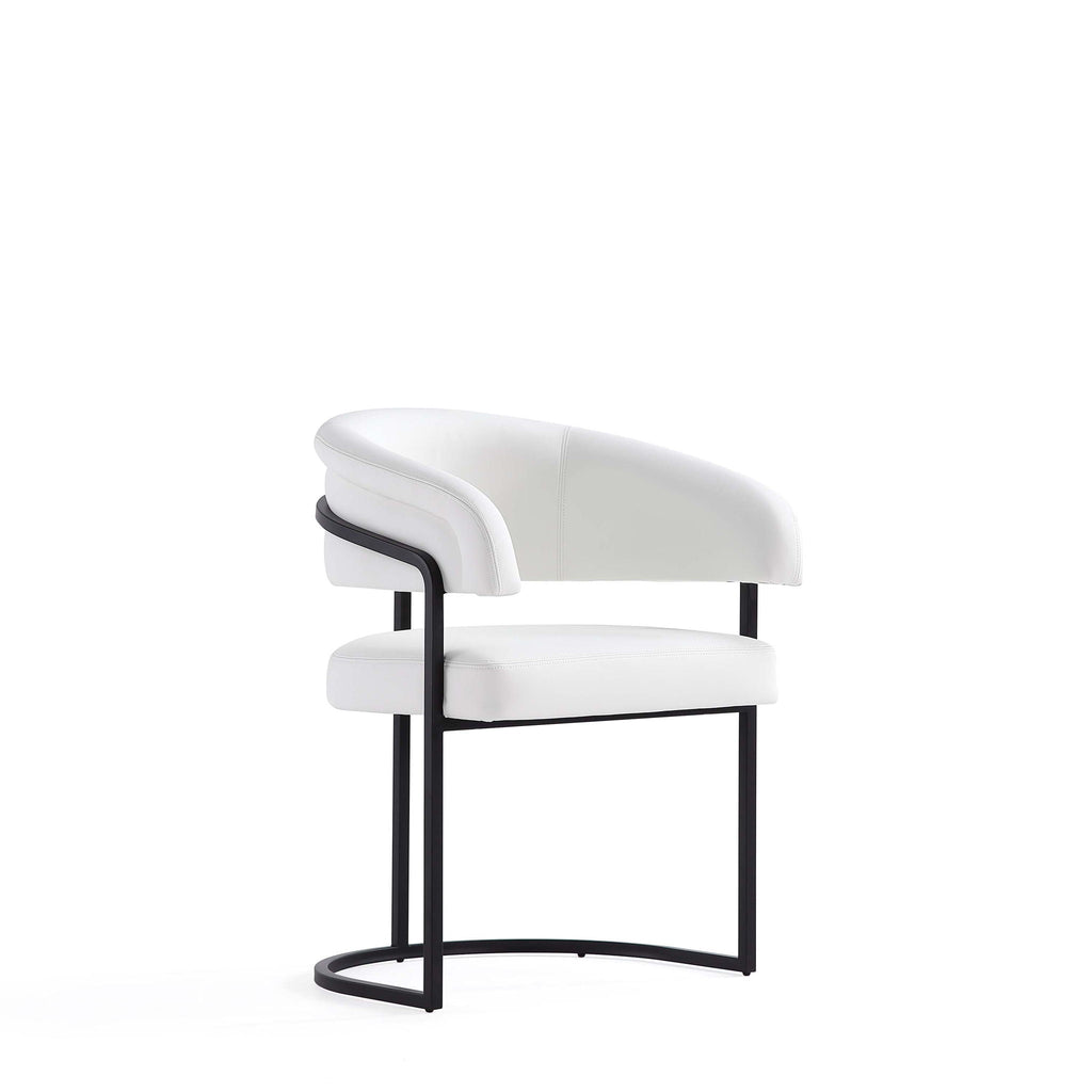 Geometric Base Dining Chair with Vegan Upholstery – White or Gray