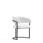 Geometric Base Dining Chair with Vegan Upholstery – White or Gray