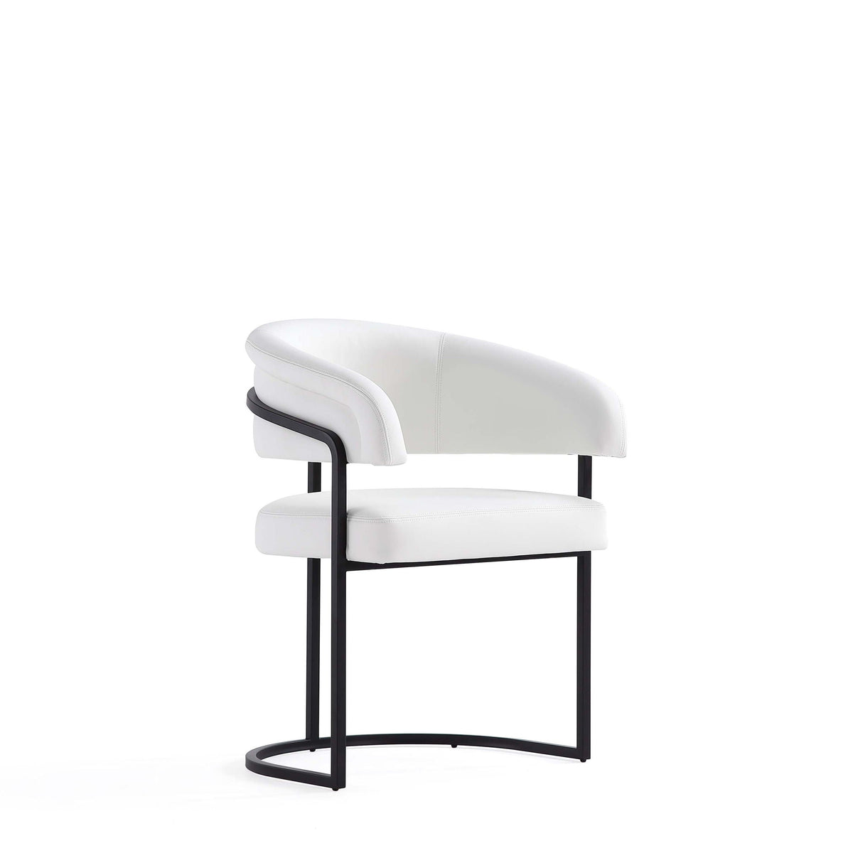 Geometric Base Dining Chair with Vegan Upholstery – White or Gray